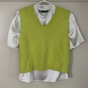 ZARA lime green sweater vest/tank